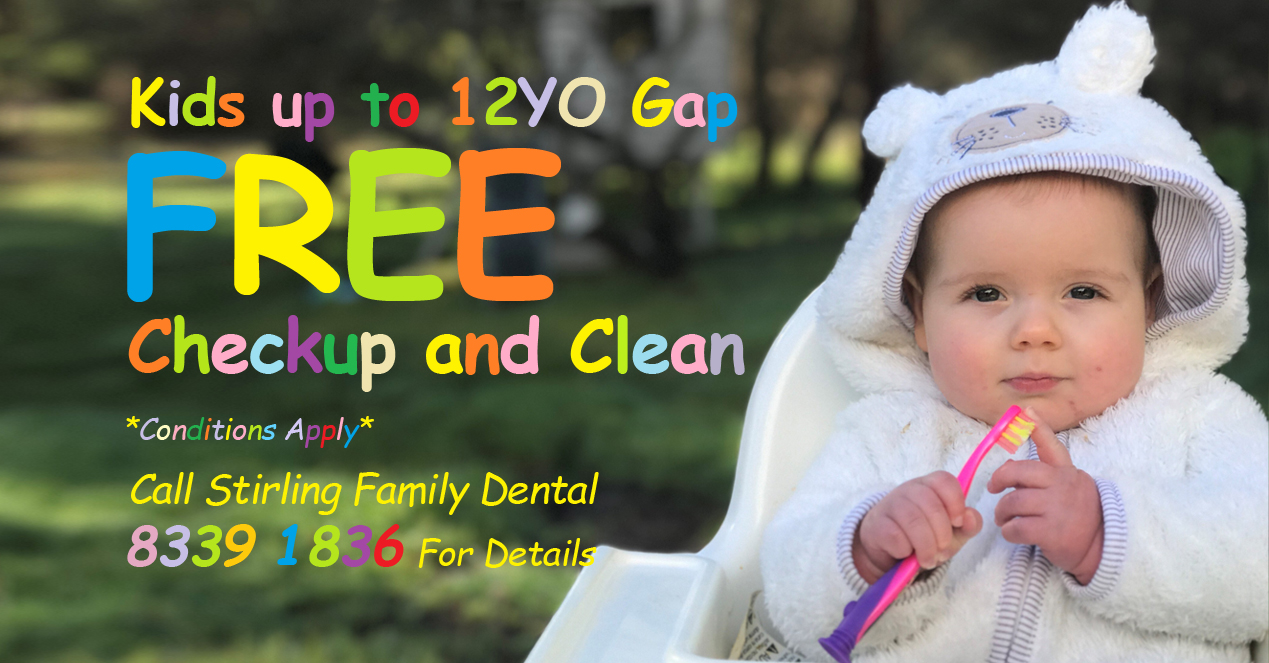 Kids up to 12 years old Gap Free Checkup and Clean